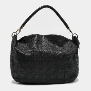 Dior Black Cannage Leather Whipstitch Hobo