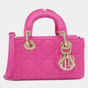 Dior Pink Leather Micro Lady D-Joy Handbag