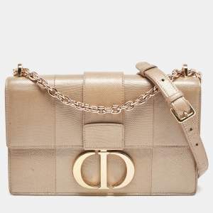 Dior Peach Karung Leather Montaigne 30 Flap Shoulder Bag