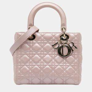 Dior Pink Lambskin Medium Pearlescent Lady Dior Handbag
