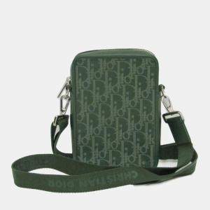 Christian Dior Green Oblique Leather Shoulder Bag