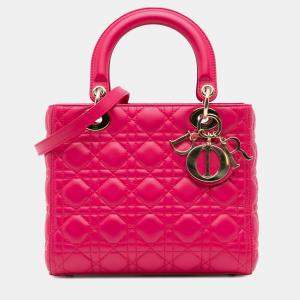 Dior Pink Lambskin Medium Cannage Lady Dior Handbag