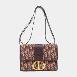 Dior Burgundy Oblique Canvas 30 Montaigne Shoulder Bag