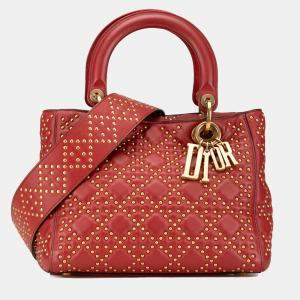 Dior Medium Lambskin Cannage Studded Supple Lady Dior