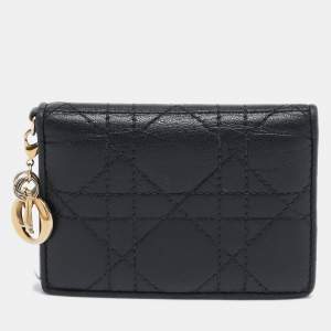 Dior Black Cannage Leather Lady Dior Flap Card Case