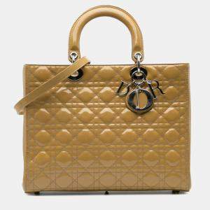 Dior Yellow Large Patent Cannage Lady Dior Bag