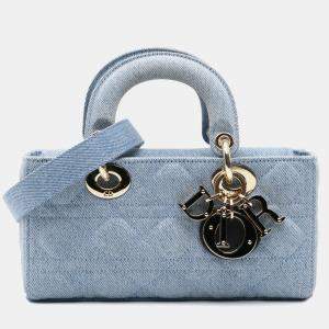 Dior Blue Denim Small Macrocannage Lady D-Joy Shoulder Bag