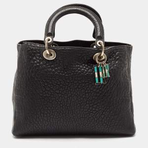 Dior Black Canyon Grained Leather Large Lady Dior Tote