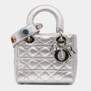 Dior Silver Small Metallic Grained Calfskin Cannage My ABCDior Lady Dior Bag