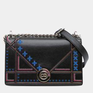 Dior Black Medium Calfskin Stitch Diorama Flap Bag
