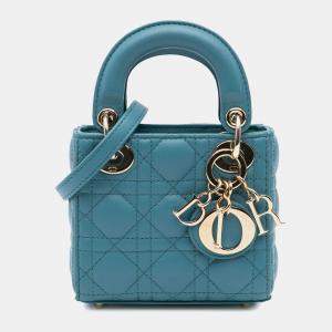 Dior Blue Micro Lambskin Cannage Lady Dior Bag