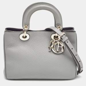 Dior Grey Leather Mini Diorissimo Tote
