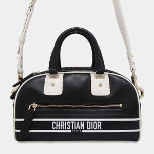 Dior Vibe Classic Bowling Bag Black/White Leather Size Small
