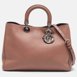 Dior Old Rose Leather Large Diorissimo Shopper Tote
