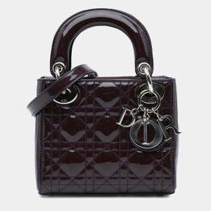 Dior Plum Patent Cannage Mini Lady Dior Bag