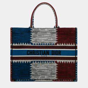 Dior Blue/Red Large French Flag Book Tote Bag