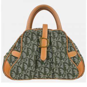 Dior Green Canvas Double Saddle Trotter Handbag