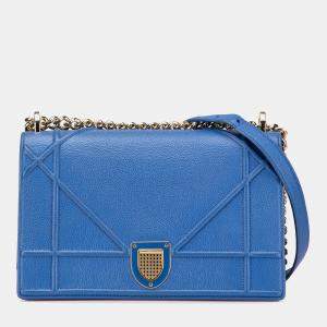 Dior Blue Medium Grained Calfskin Diorama Flap Bag