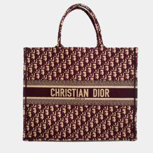 Dior Bordeaux Oblique Canvas Large Book Tote Bag
