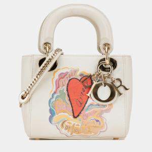 Dior White Niki De Saint Phalle Mini Calfskin Dioramour Lady Dior