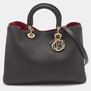 Dior Black Leather Large Diorissimo Shopper Tote