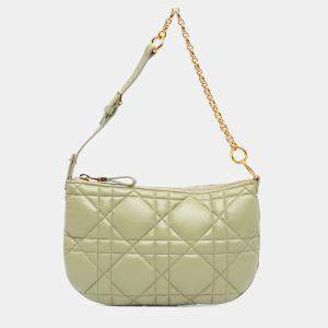 Dior Green Mini Calfskin Macrocannage Dior Caro Tulip Bag