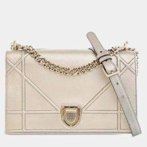 Dior Gold Medium Metallic Calfskin Diorama Flap
