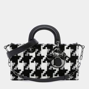 Dior Black Medium Canvas Macro Houndstooth Lady D Joy