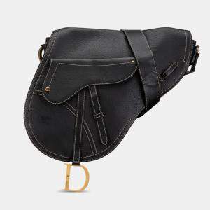 Dior Black Leather Baudrier Saddle Bag