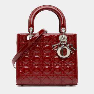 Dior Red Medium Patent Cannage Lady Dior