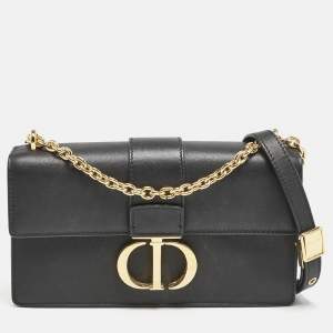 Dior Black Leather East West 30 Montaigne Chain Bag