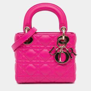 Dior Pink Mini Lambskin Cannage Lady Dior
