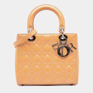 Dior Brown Medium Patent Cannage Lady Dior