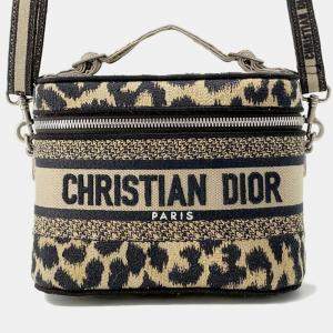 Dior Leopard Beige Canvas Vanity Handbag 