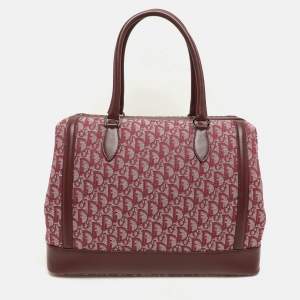 Dior Burgundy Oblique Canvas and Leather Vintage Satchel