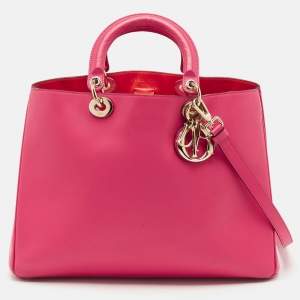 Dior Pink Leather Large Diorissimo Shopper Tote
