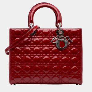Dior Red Large Patent Cannage Lady Dior