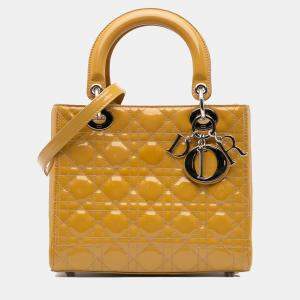 Dior Yellow Medium Patent Cannage Lady Dior
