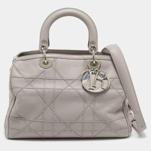 Dior Grey Cannage Leather Granville Polochon Satchel