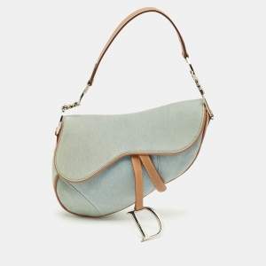 Dior Blue/Tan Denim Saddle Bag