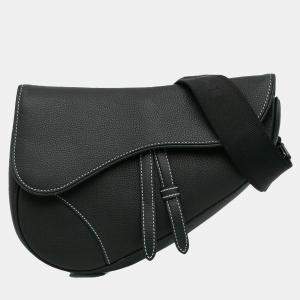 Dior Black Kim Jones Grained Calfskin Saddle Bag