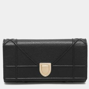Dior Black Leather Diorama Wallet on Chain