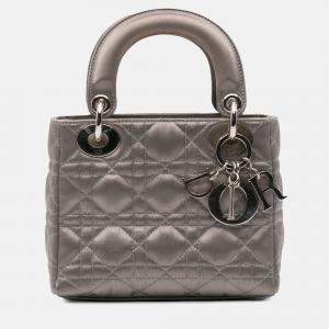 Dior Grey Mini Satin Cannage Lady Dior