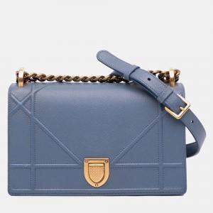 Dior Blue Small Grained Calfskin Diorama Flap
