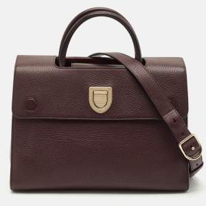 Dior Burgundy Leather Medium Diorever Top Handle Bag