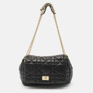 Dior Black Cannage Leather Milly La Foret Shoulder Bag