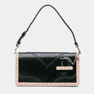 Dior Black/Pink Leather D'Trick Brogue Spectator Bag