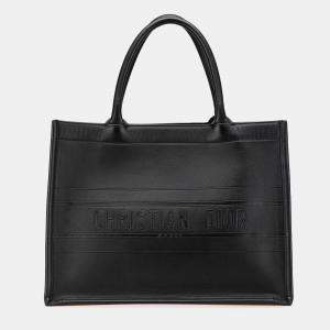 Dior Black Medium Embossed Leather Book Tote