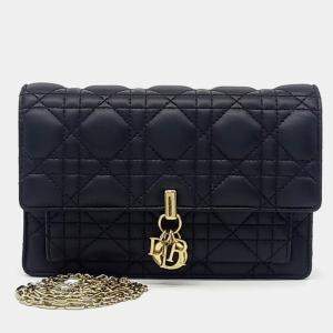 Dior Black Leather Miss Dior Chain Pouch