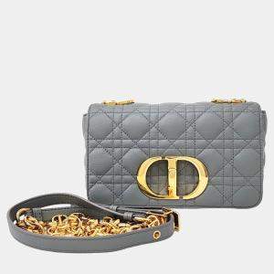 Dior Grey Leather Caro Bag Small